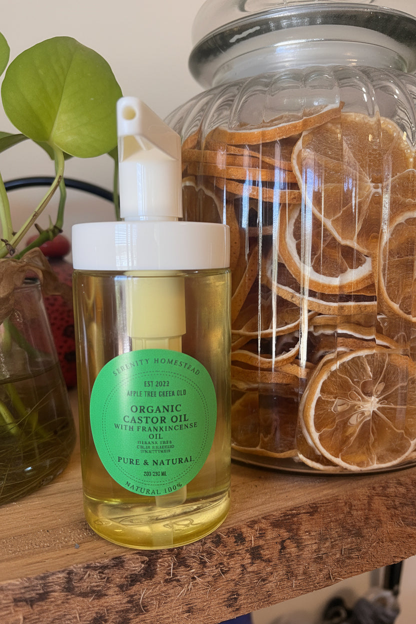 Organic, Hexane Free Cold Pressed Castor Oil 200+ ml, WITH FRANKINCENSE